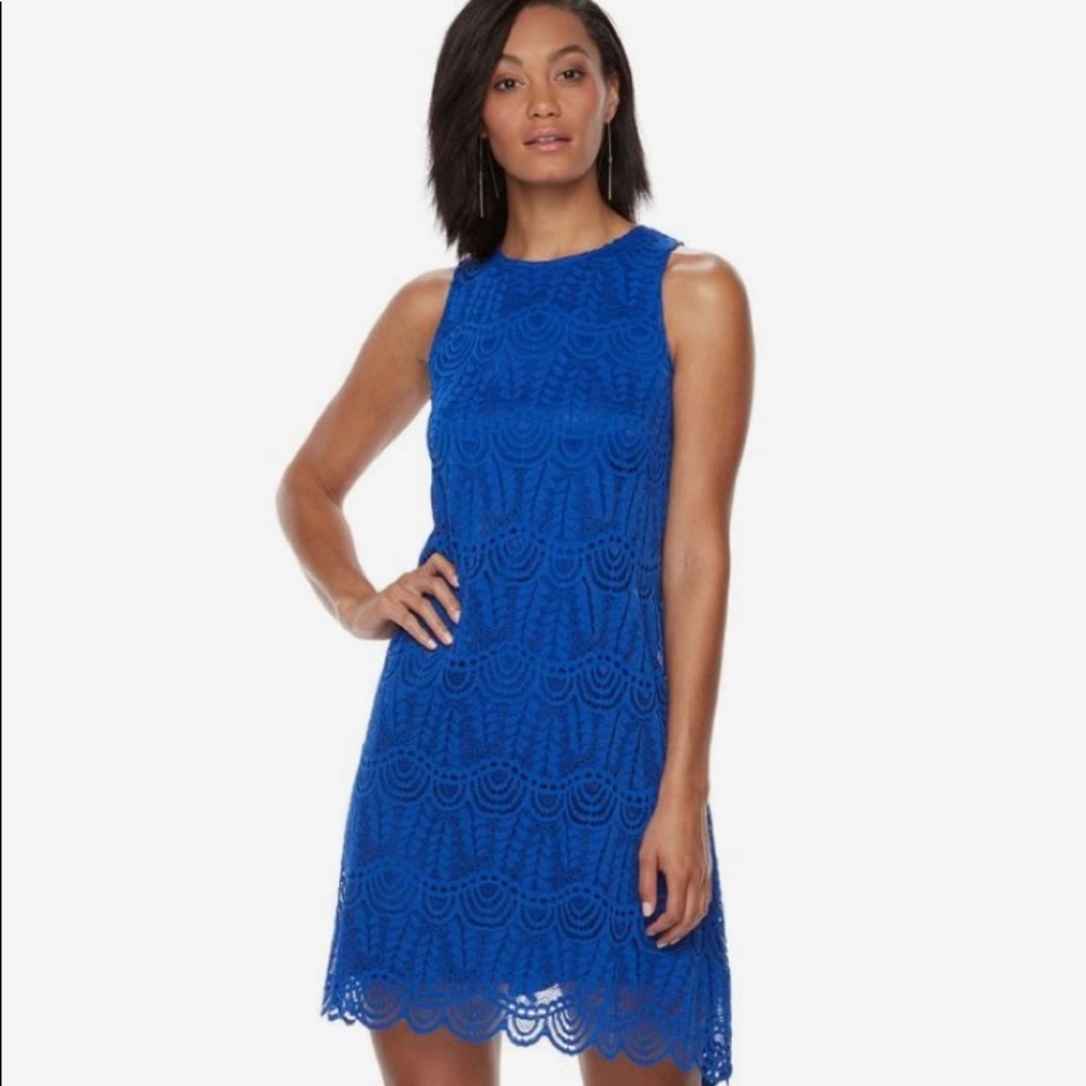 Sharagano | Blue Lace Dress